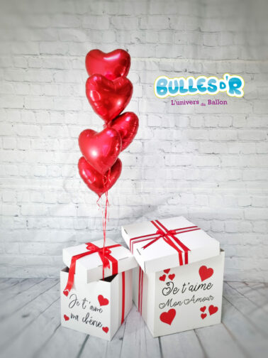 Bouquet de ballons Saint-Valentin Ballon bulle coeur creux personnalisé I  Love you teddy nounours je t'aime