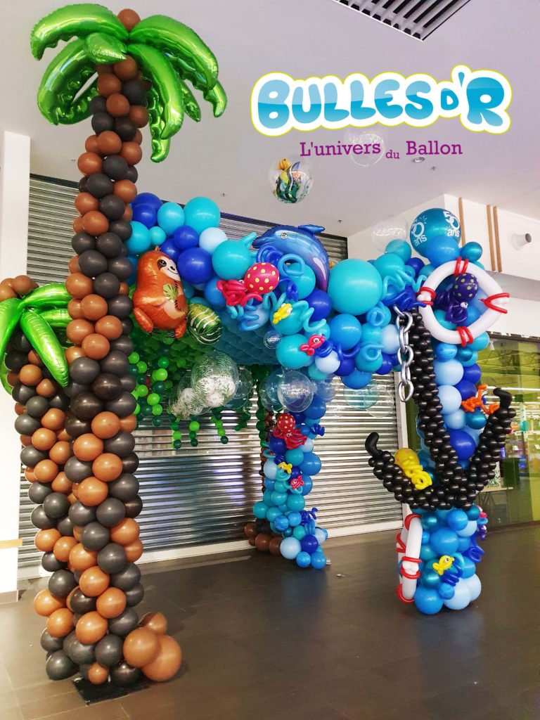 Décoration ballons tropical Anniversaire Cora -Bulles d'R