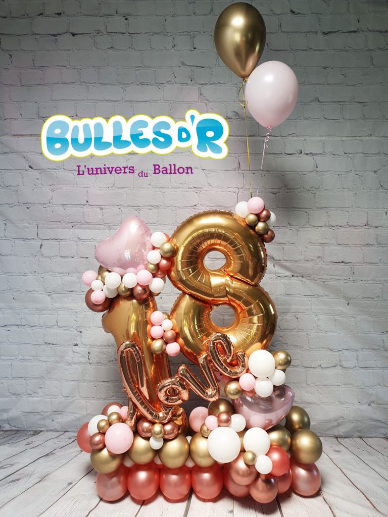 Bulles d'R - Création Chiffres Géants Ballons 18 ans - Love et Rose Gold