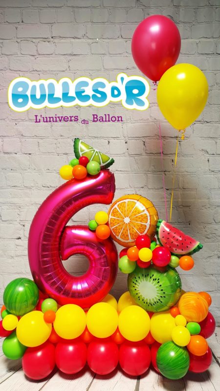 Création Chiffres Géants Ballons 6ans - Tutti Frutti Bulles d'R